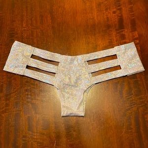 White/silver sparkly festival rave cut out booty shorts